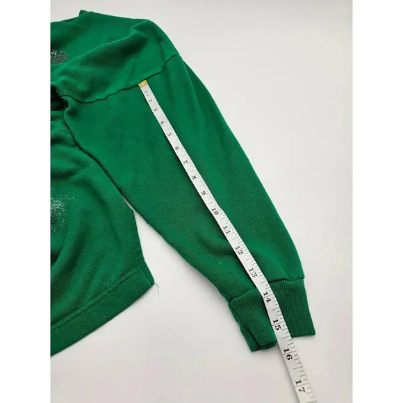 Vtg 90s Women's Green Christmas Santa Dogs Holiday Crewneck Sweater - Picture 7 of 8
